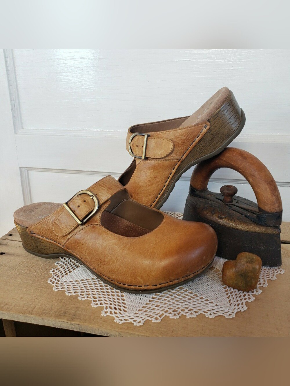 Dansko Honey Clogs Martina MaryJane Burnished Strap Buckle Slides Boho Prairie ♡ - Picture 12 of 12